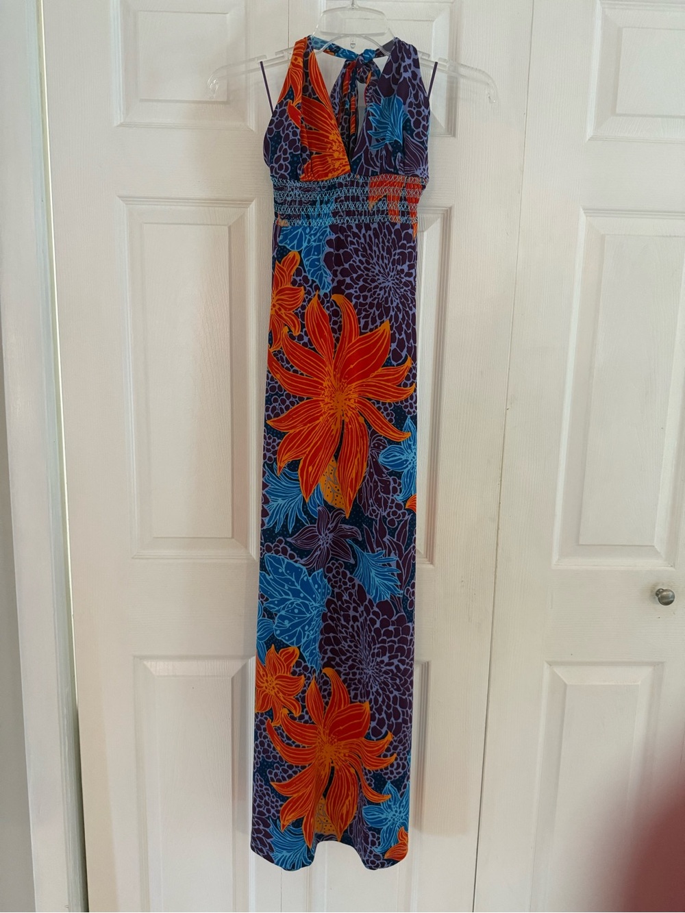 Victoria's Secret Orange & Blue Floral Maxi Dress